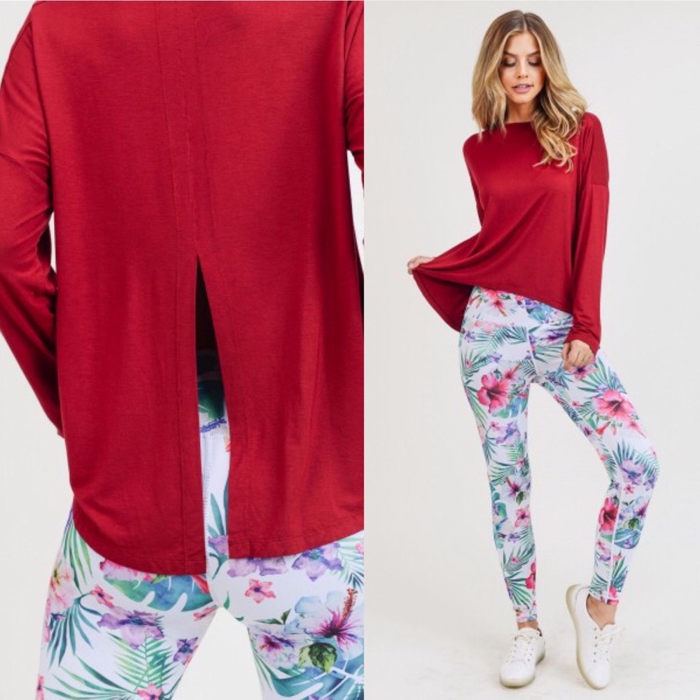 Long sleeve burgundy color